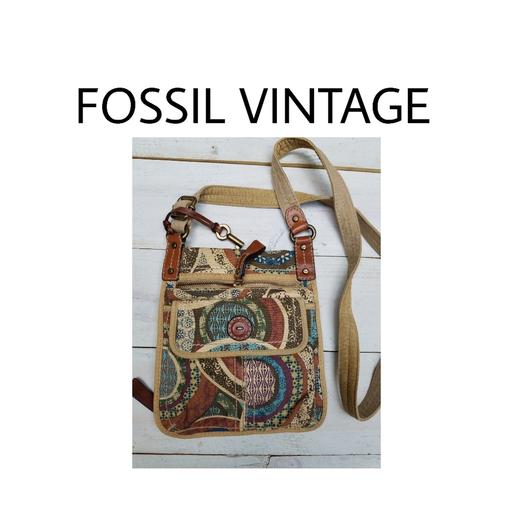 FOSSIL VINTAGE fabric organizer crossbody